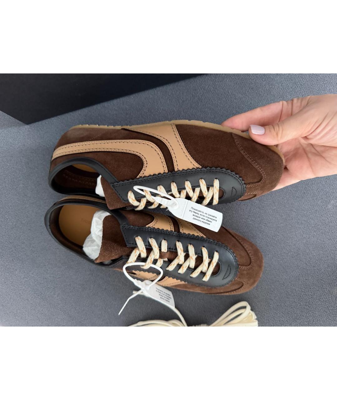 DRIES VAN NOTEN Коричневые замшевые кеды, фото 2