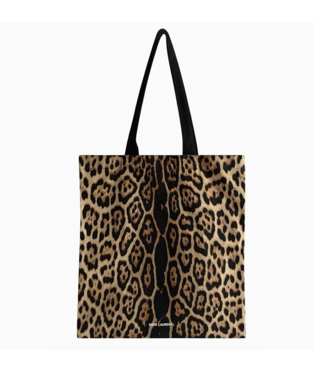 SAINT LAURENT Коричневая хлопковая сумка тоут, фото 1