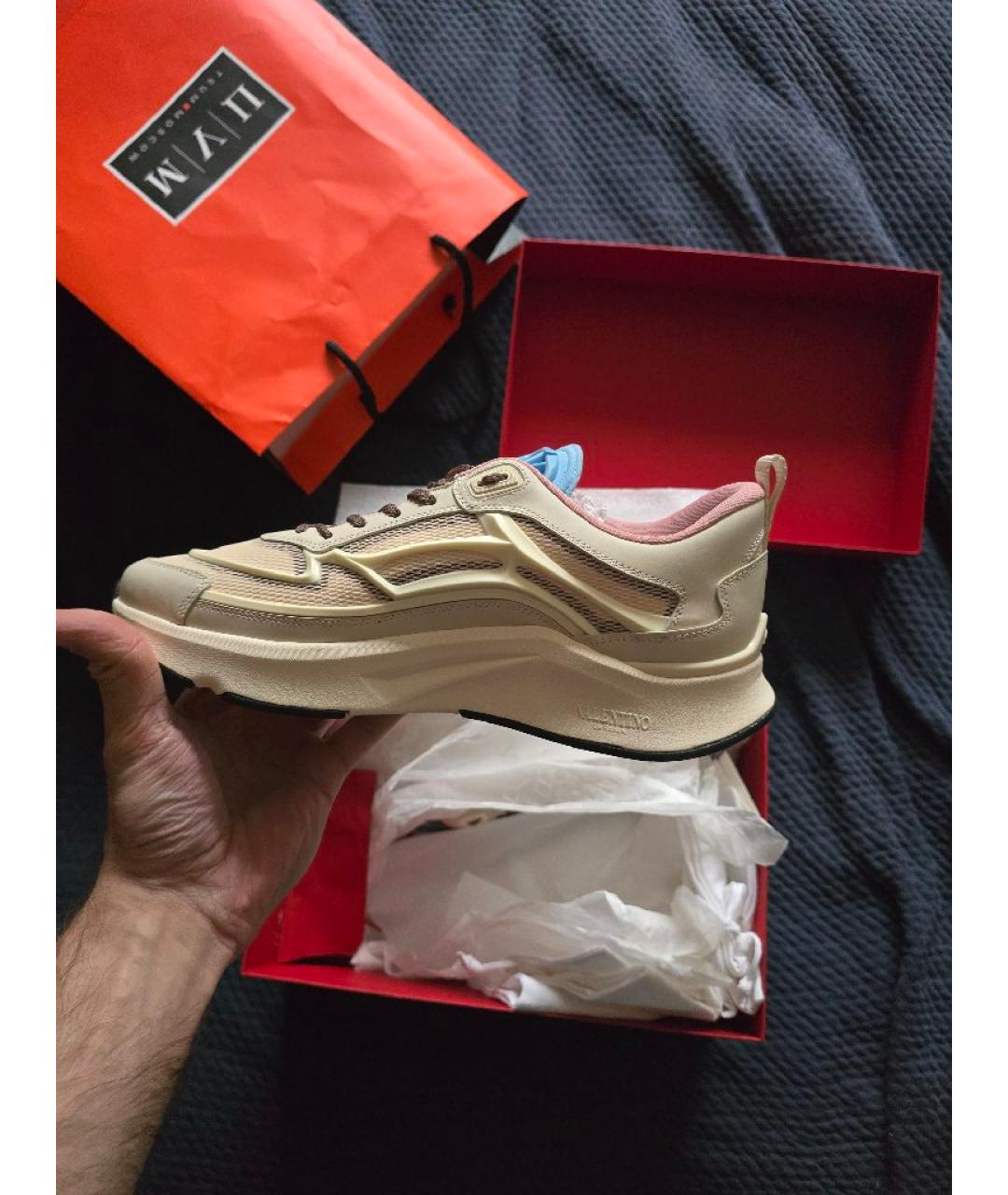 VALENTINO Бежевые текстильные кеды, фото 6