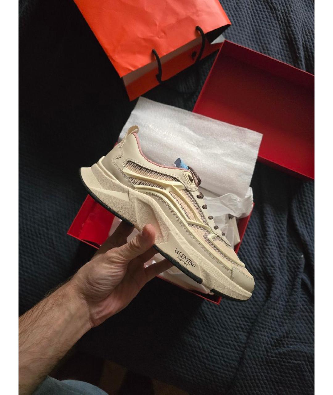 VALENTINO Бежевые текстильные кеды, фото 4
