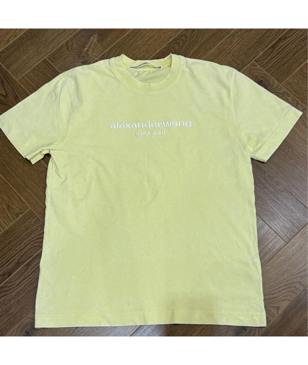 ALEXANDER WANG Желтая хлопковая футболка, фото 4