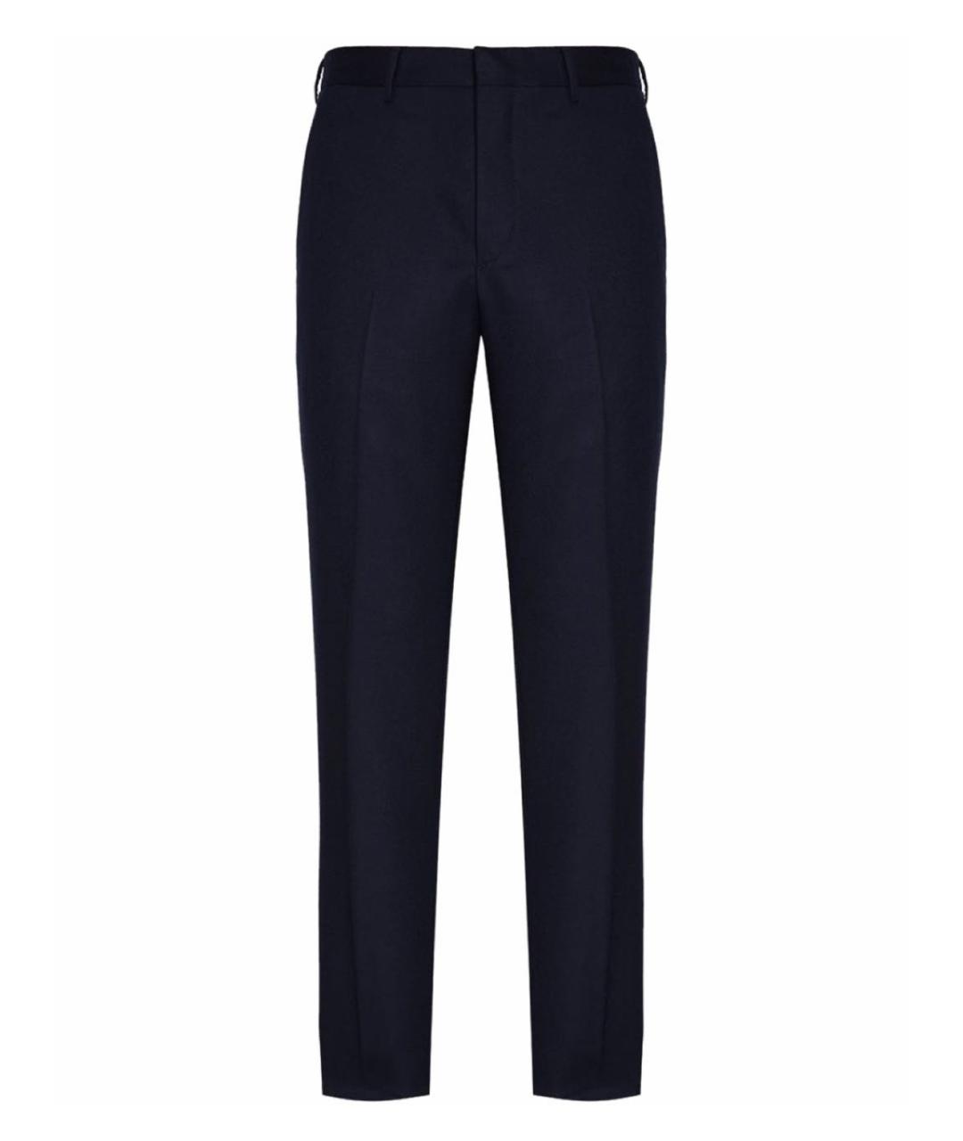 PRADA Темно-синие шерстяные классические брюки, фото 1