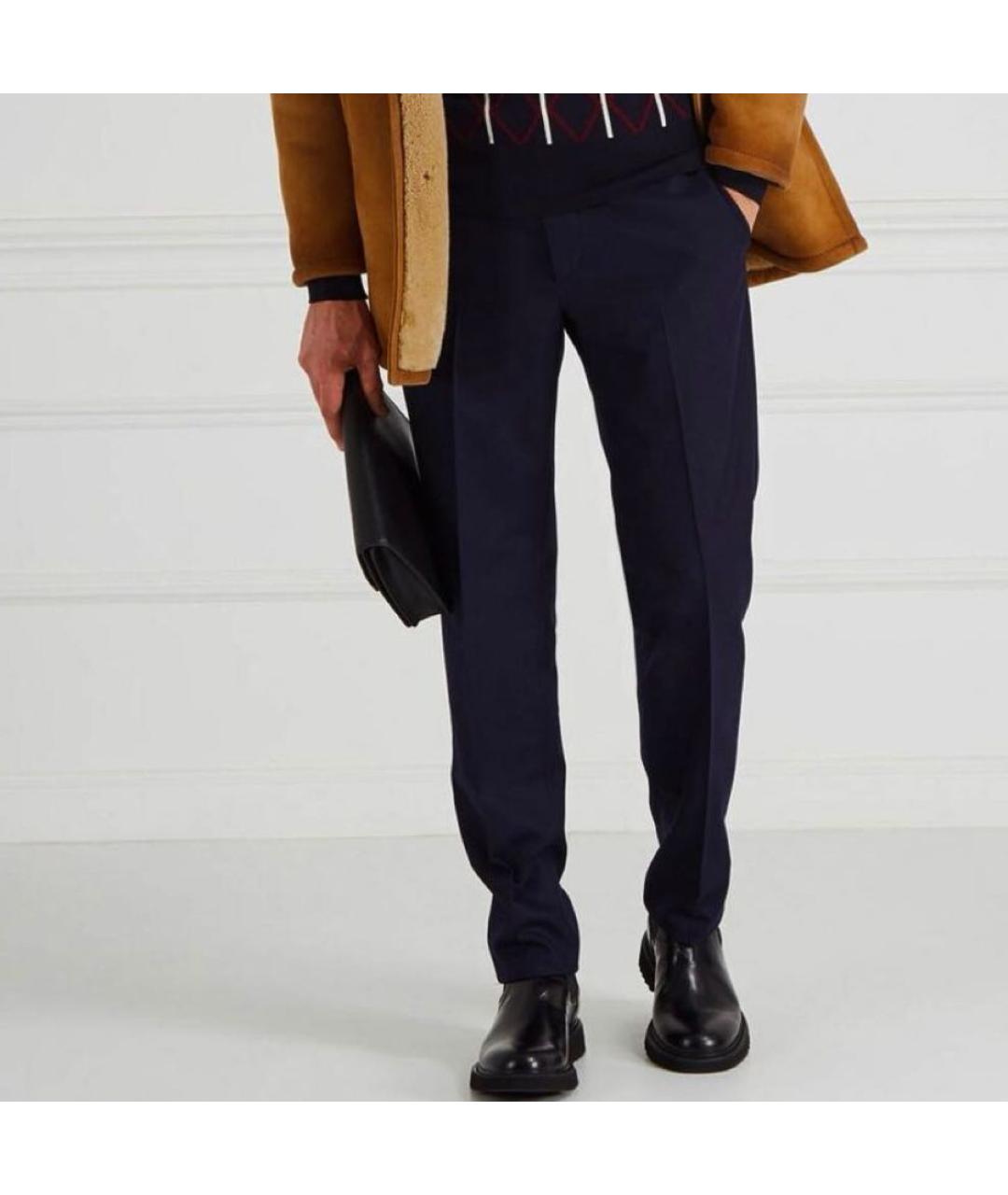 PRADA Темно-синие шерстяные классические брюки, фото 2