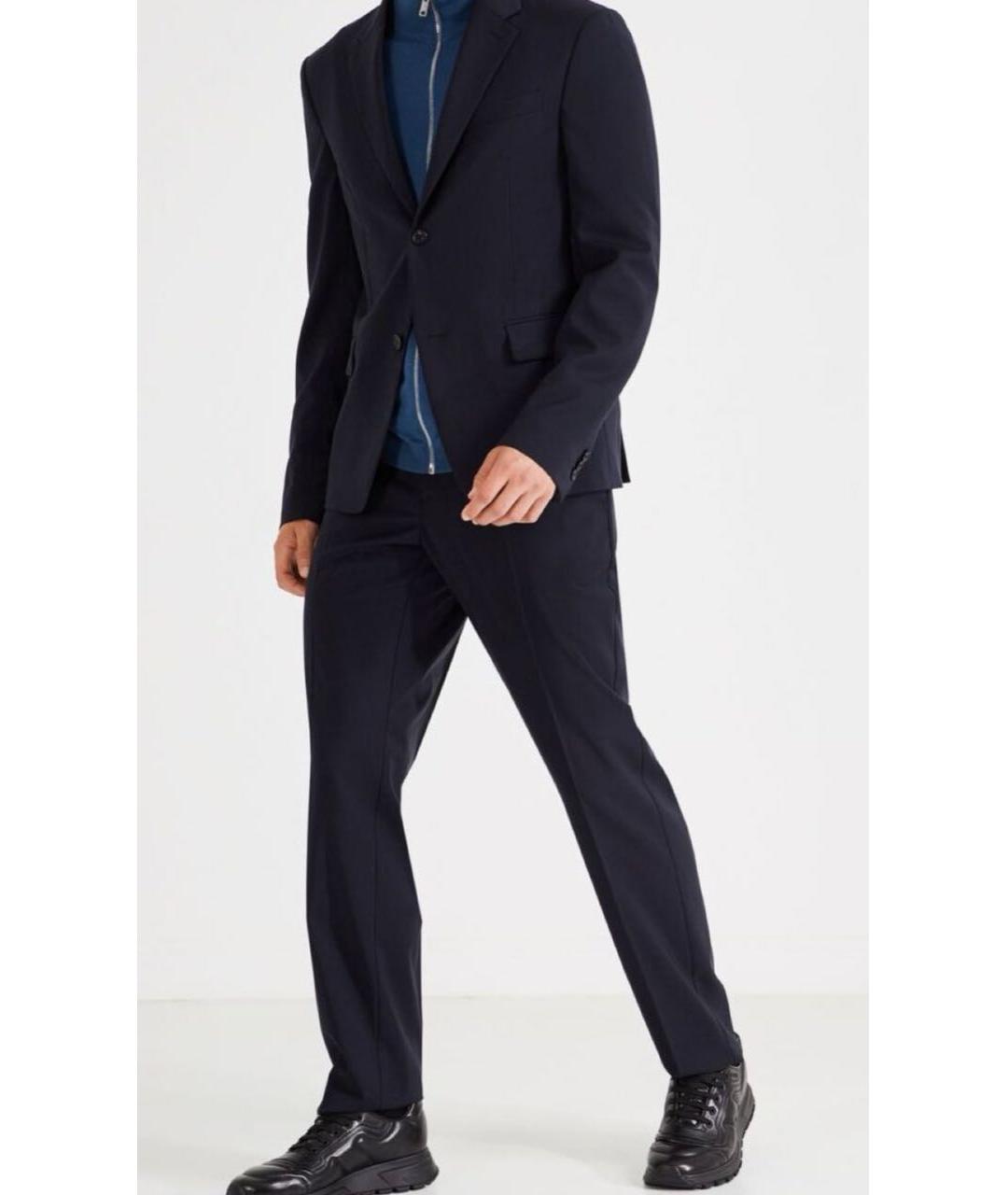 PRADA Темно-синие шерстяные классические брюки, фото 8