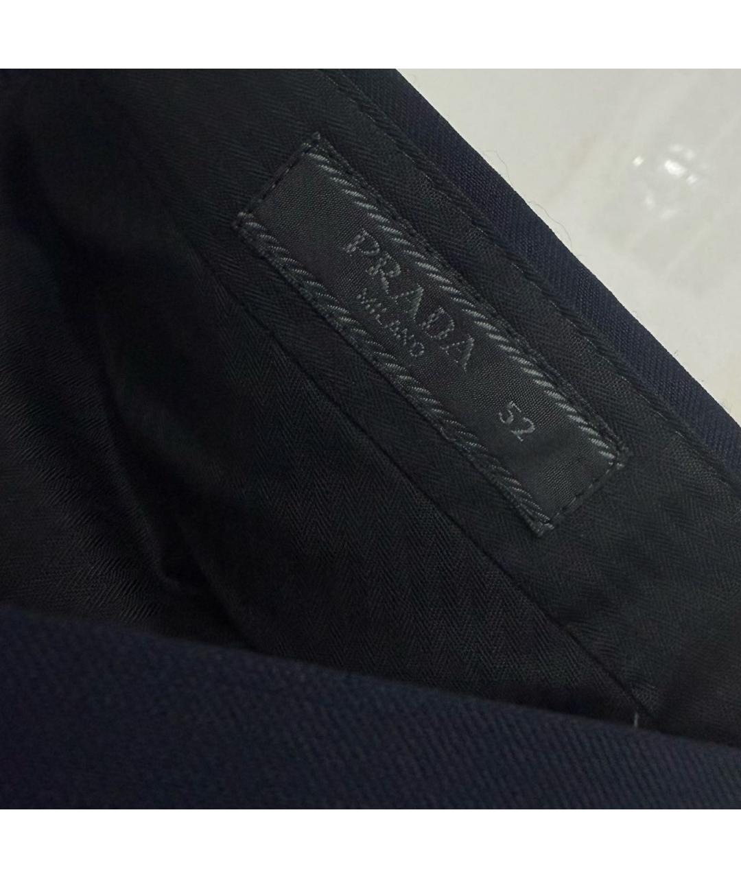 PRADA Темно-синие шерстяные классические брюки, фото 6