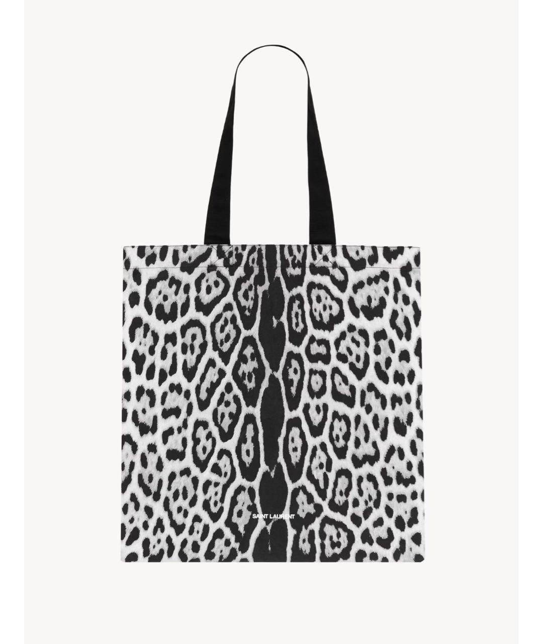 SAINT LAURENT Серая хлопковая сумка тоут, фото 5