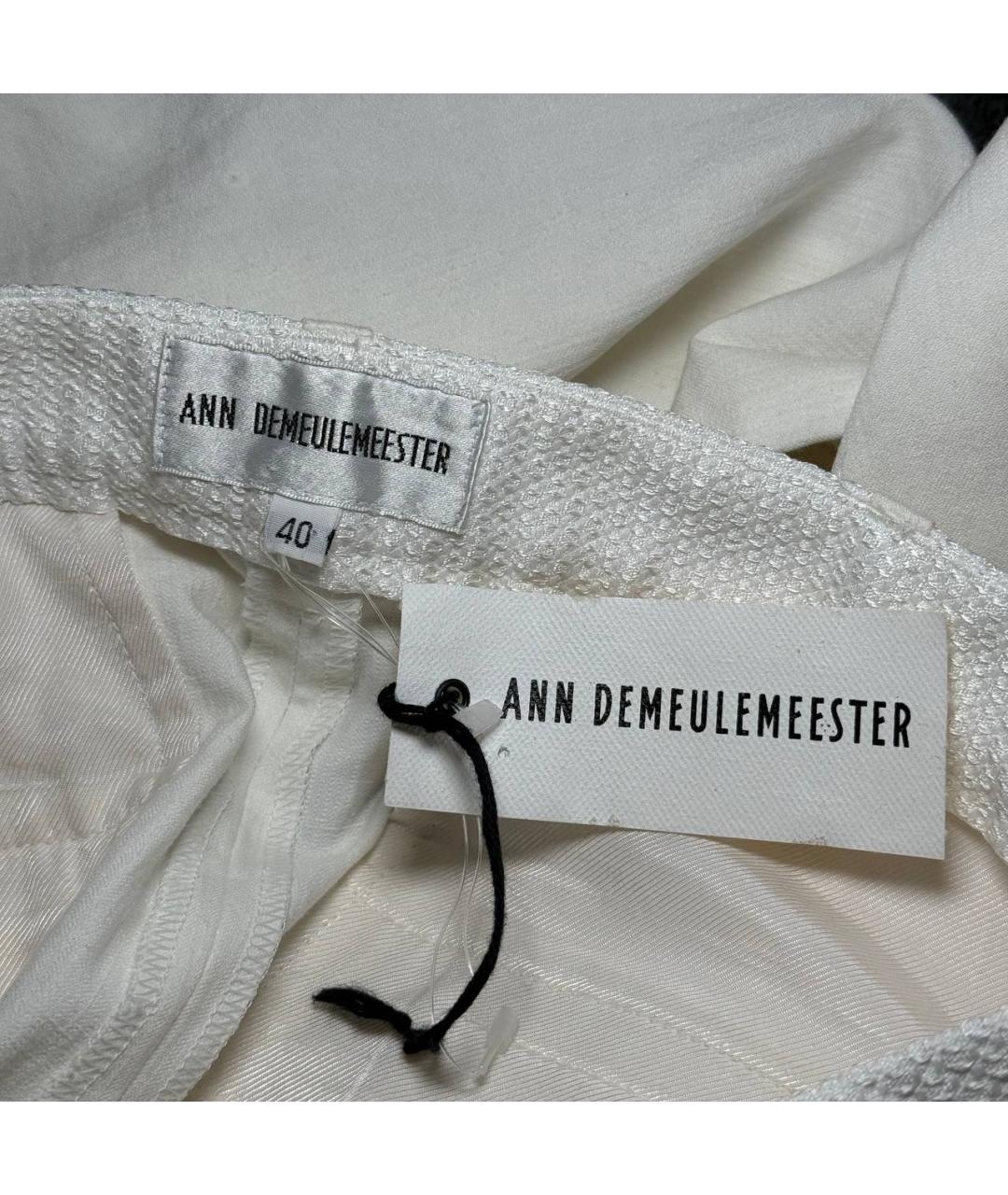 ANN DEMEULEMEESTER Белые хлопковые прямые брюки, фото 5