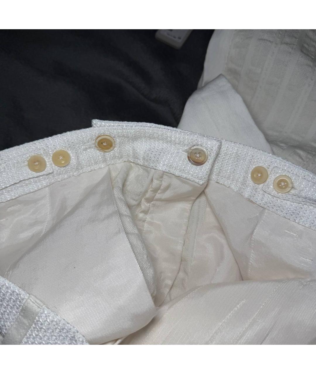 ANN DEMEULEMEESTER Белые хлопковые прямые брюки, фото 6