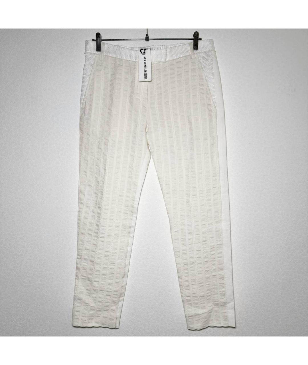 ANN DEMEULEMEESTER Белые хлопковые прямые брюки, фото 9