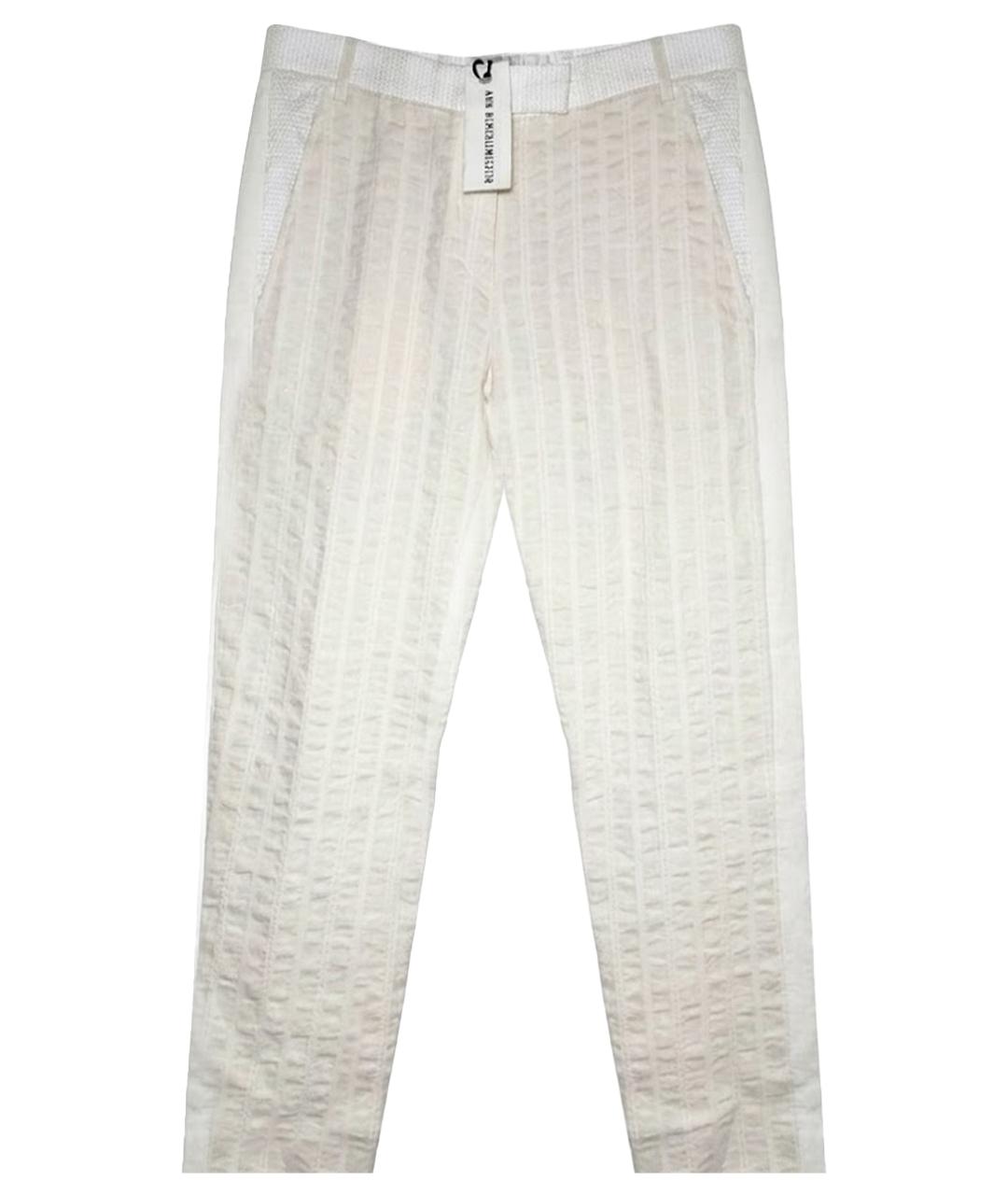 ANN DEMEULEMEESTER Белые хлопковые прямые брюки, фото 1