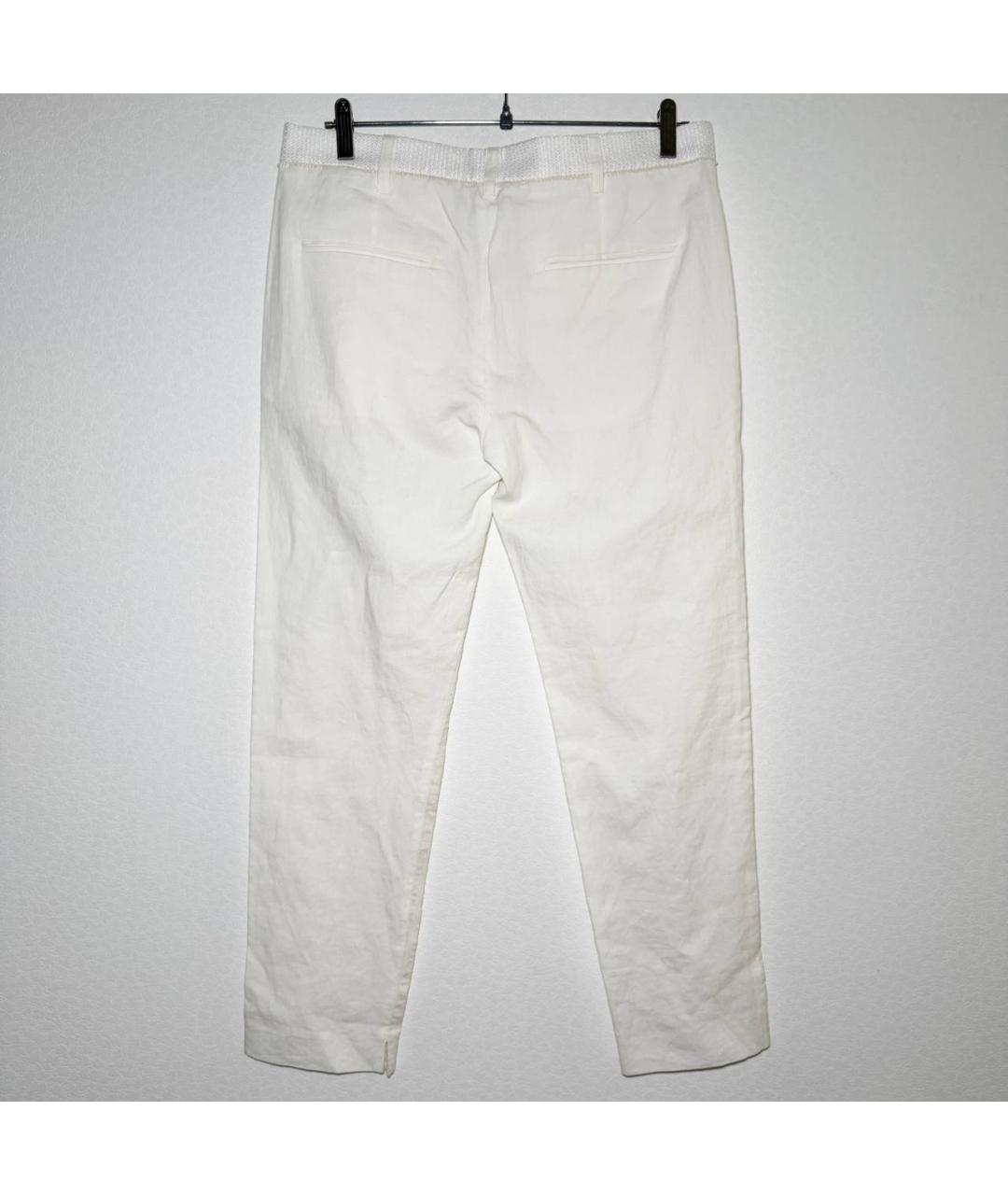 ANN DEMEULEMEESTER Белые хлопковые прямые брюки, фото 3