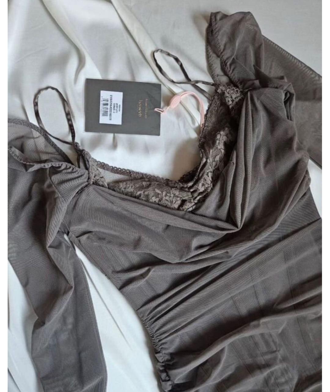 FOR LOVE AND LEMONS Антрацитовое сетчатое вечернее платье, фото 5