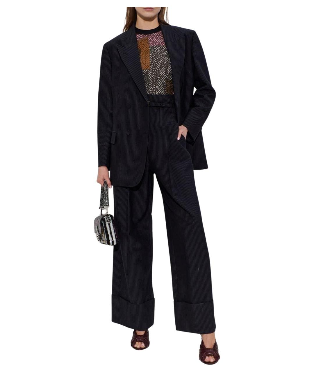FENDI Черные шерстяные брюки широкие, фото 5
