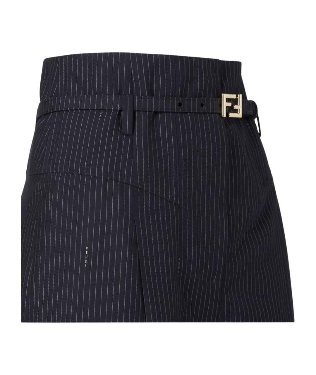 FENDI Черные шерстяные брюки широкие, фото 4