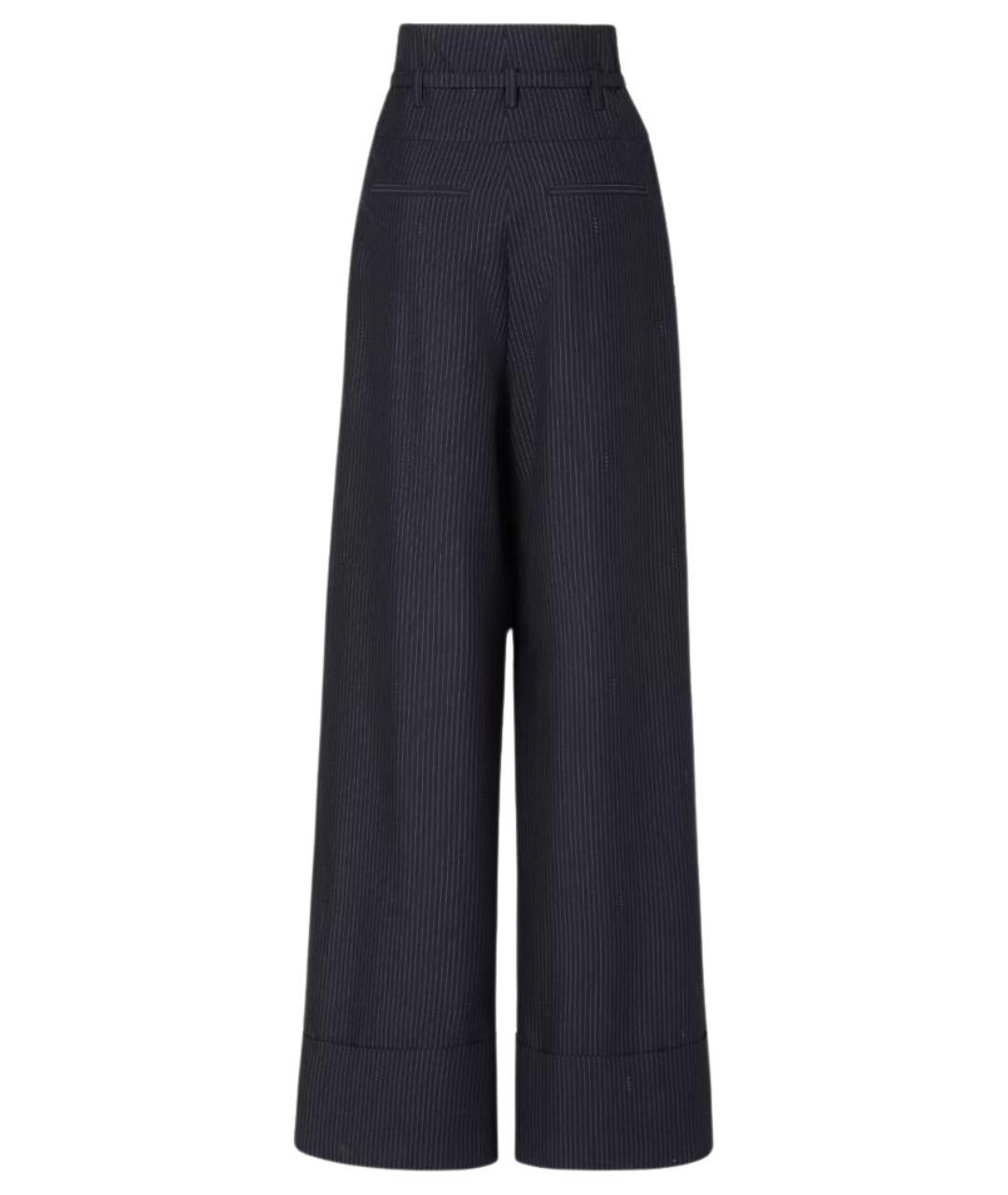 FENDI Черные шерстяные брюки широкие, фото 3