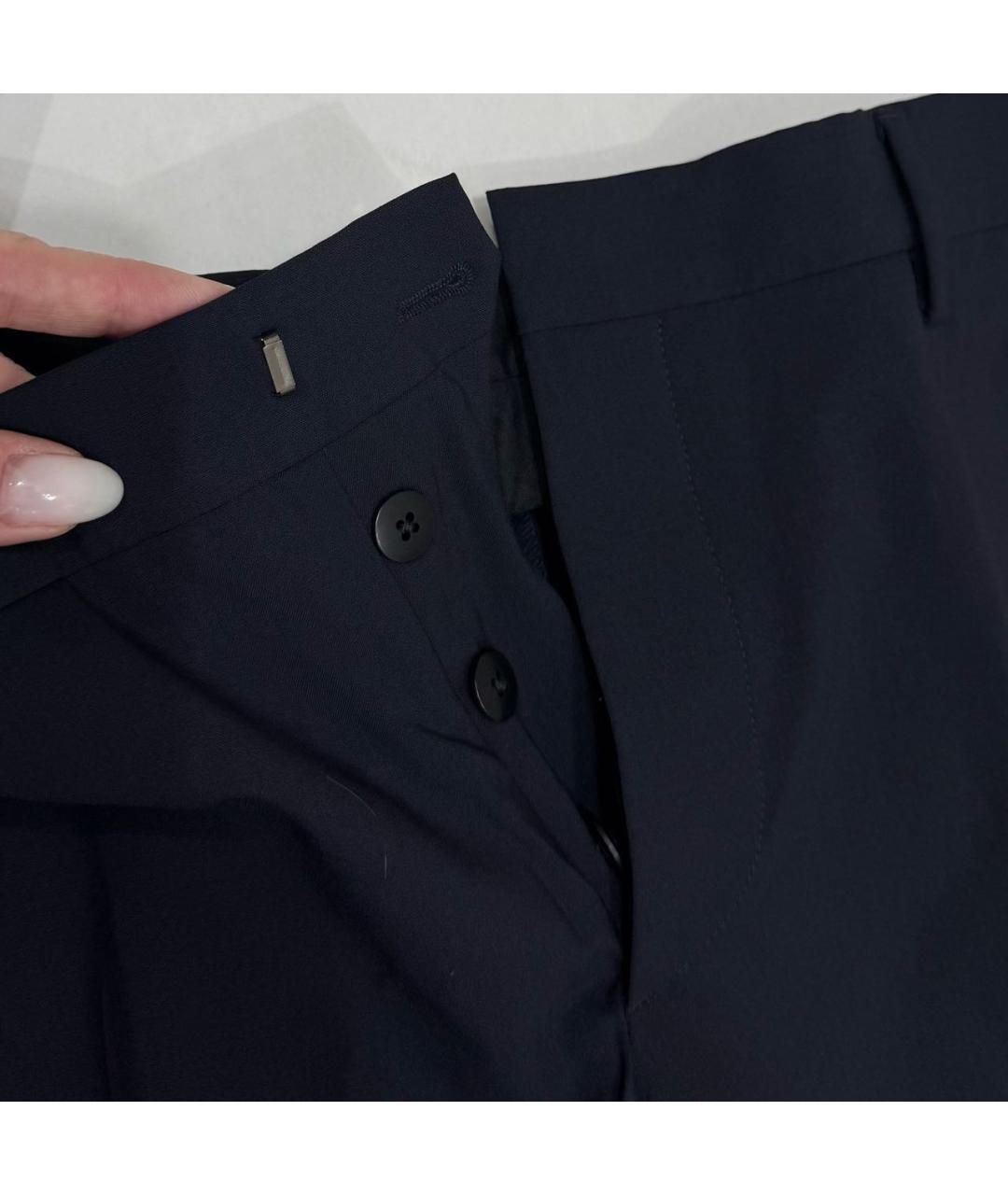 PRADA Темно-синие шерстяные классические брюки, фото 3