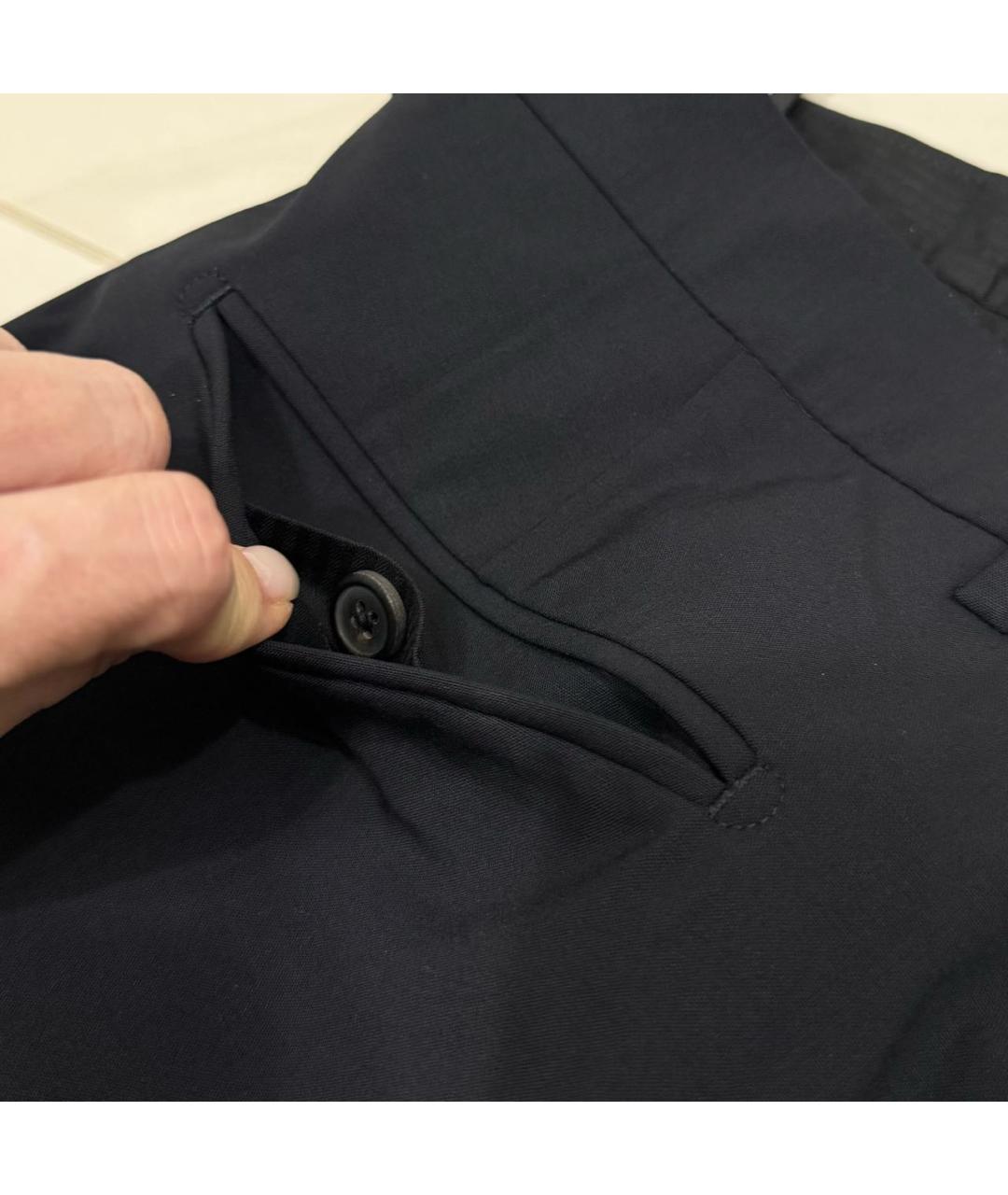 PRADA Темно-синие шерстяные классические брюки, фото 5