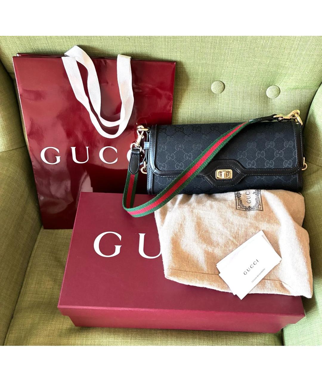 GUCCI Черная кожаная сумка через плечо, фото 2