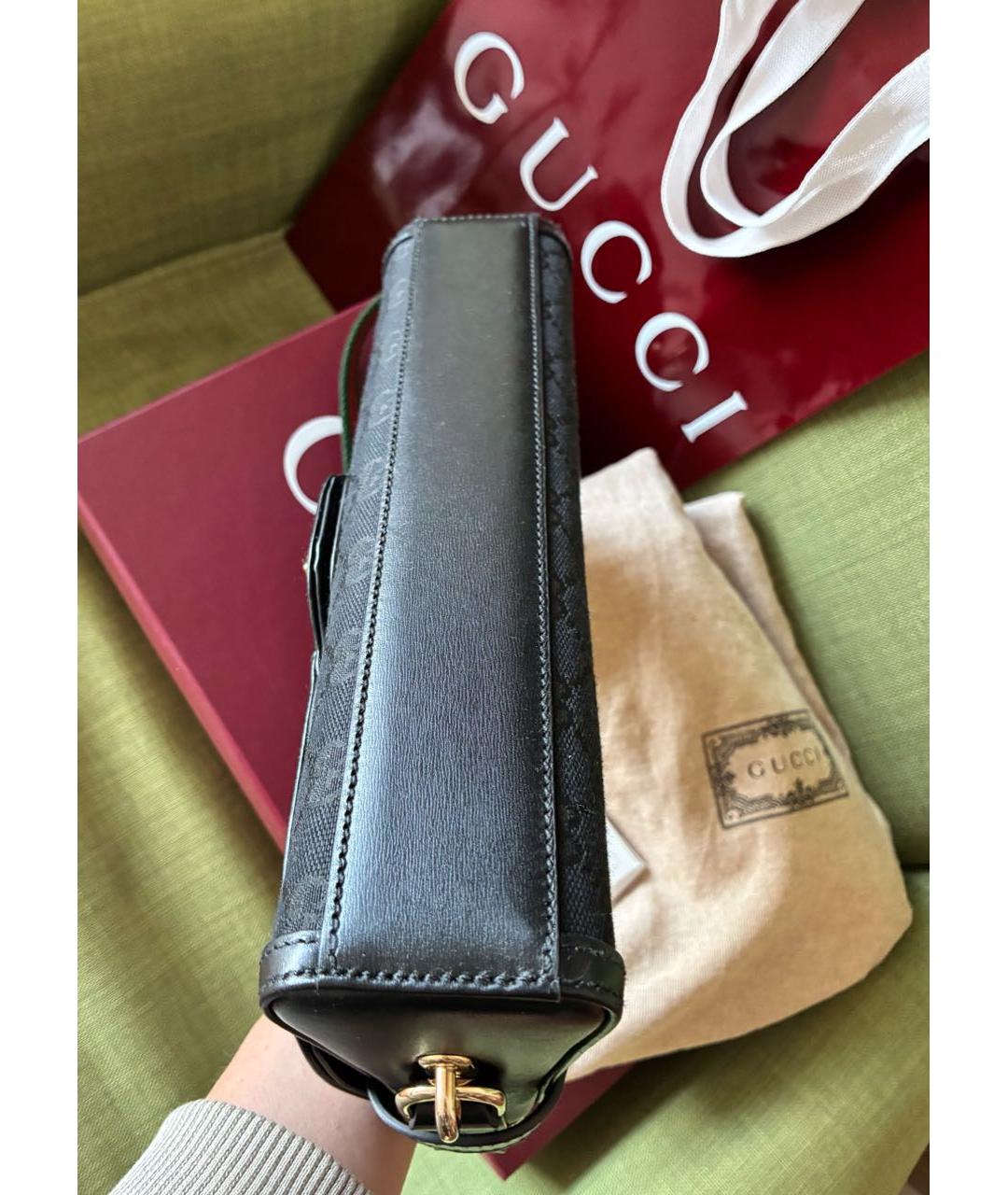 GUCCI Черная кожаная сумка через плечо, фото 4
