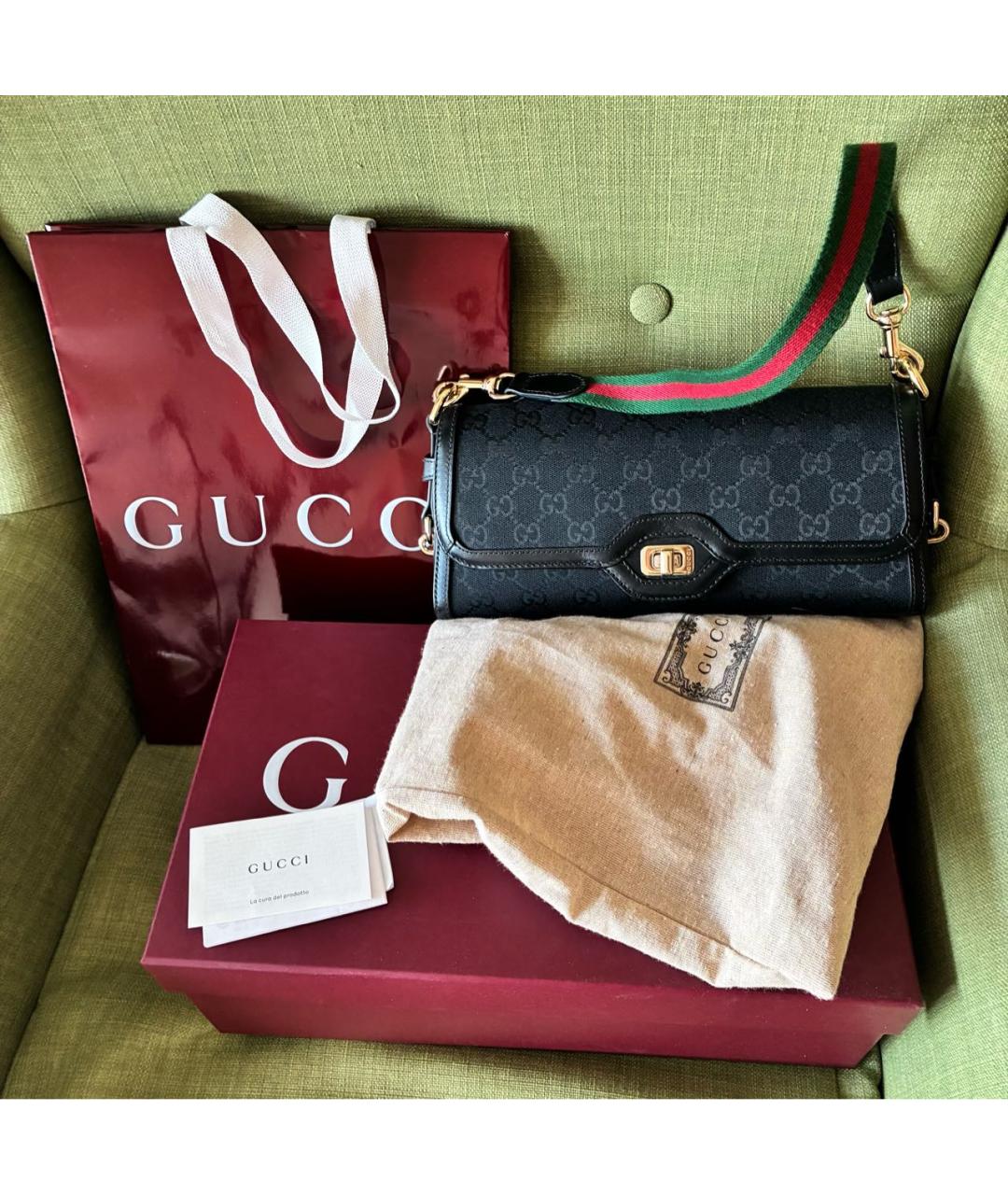 GUCCI Черная кожаная сумка через плечо, фото 5