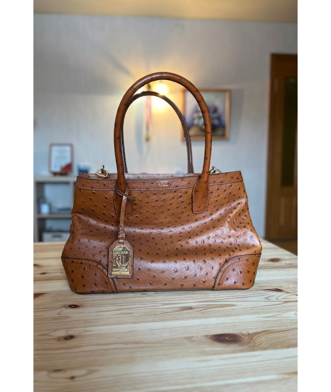 RALPH LAUREN Коричневая сумка тоут из экзотической кожи, фото 6
