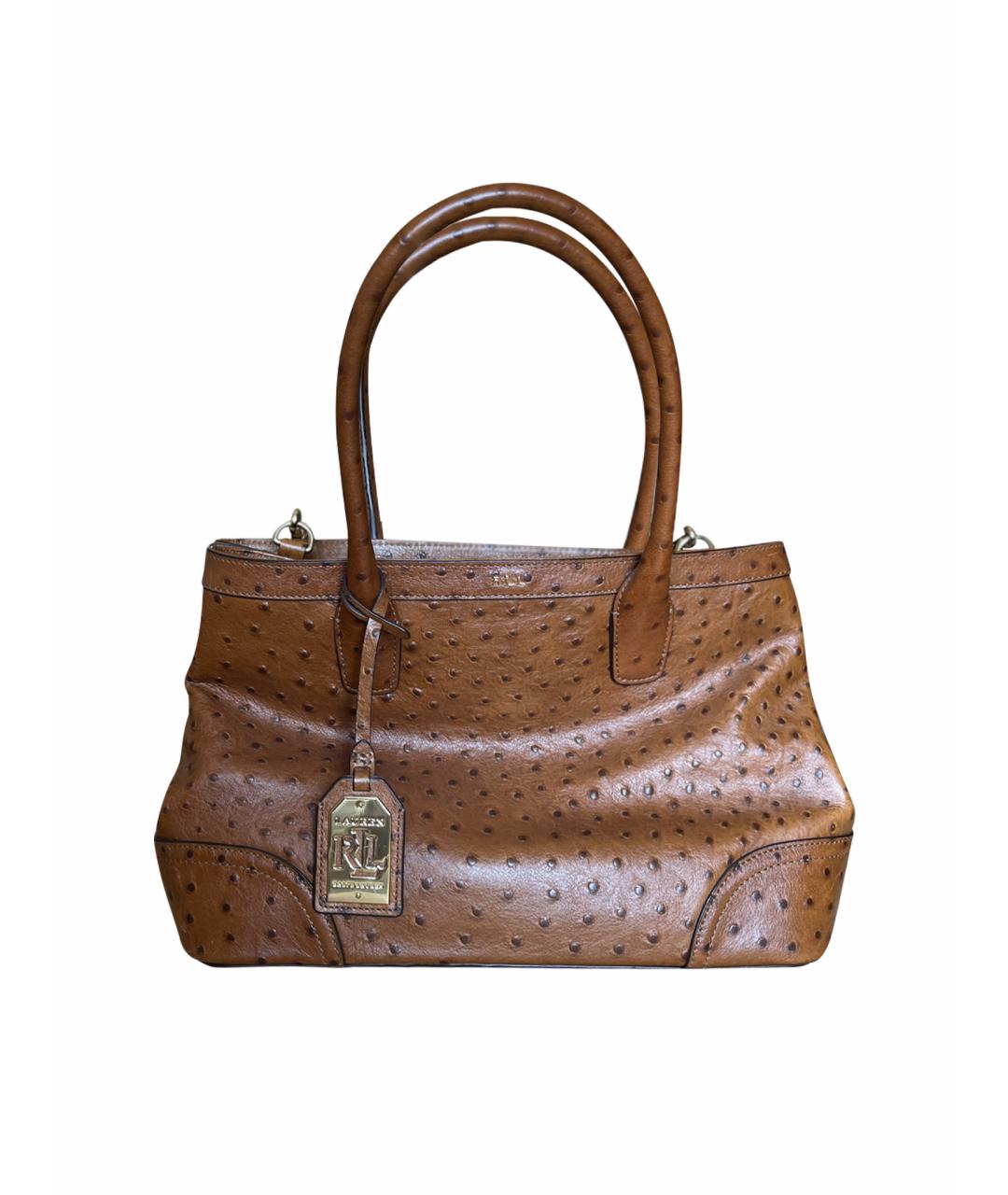 RALPH LAUREN Коричневая сумка тоут из экзотической кожи, фото 1