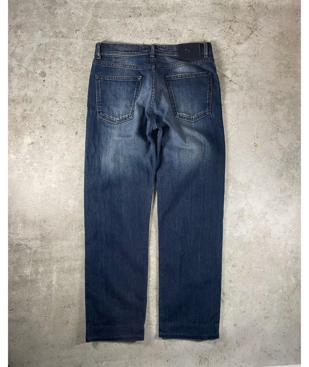 KITON Темно-синие хлопковые прямые джинсы, фото 2