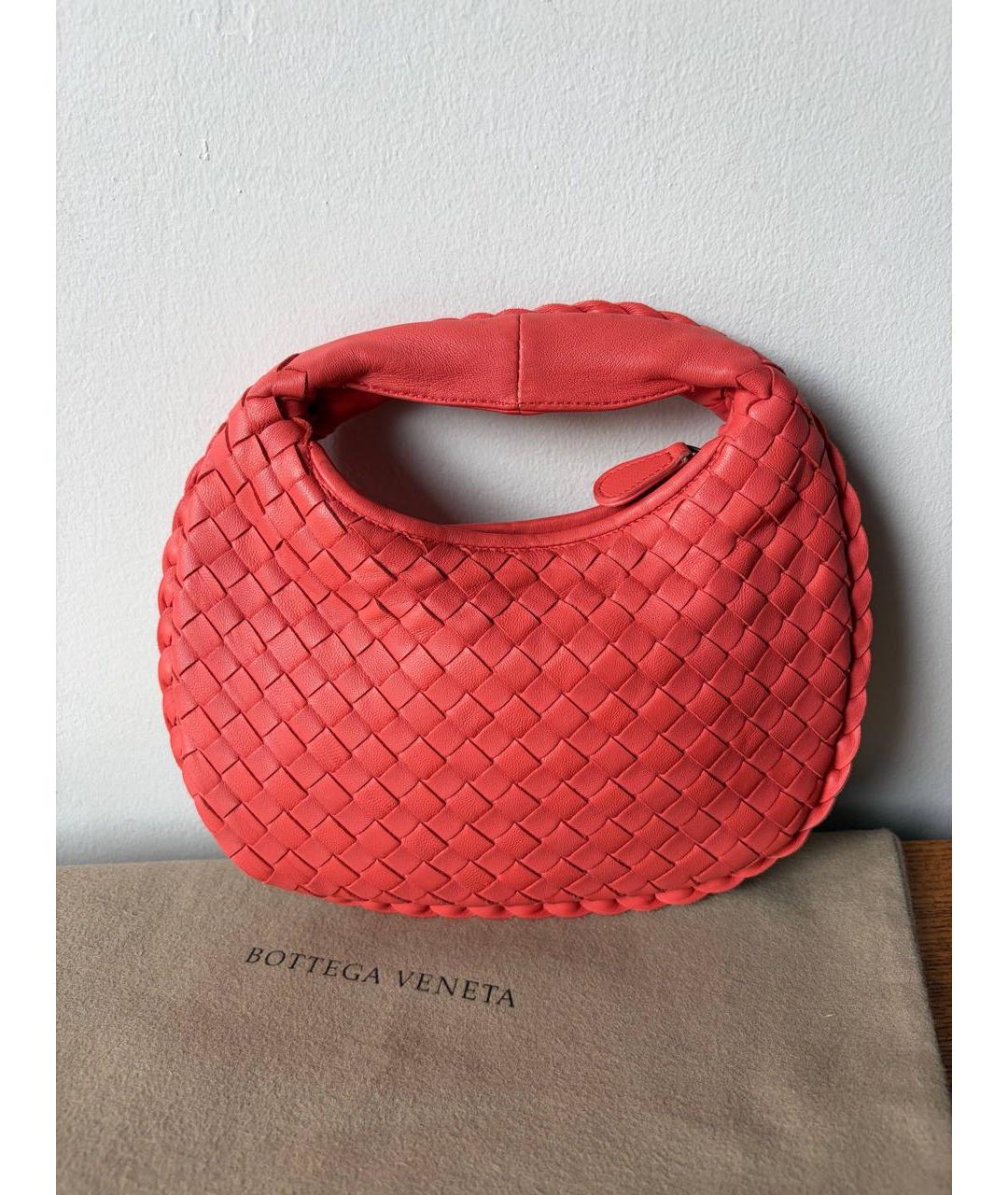 BOTTEGA VENETA Коралловая кожаная сумка с короткими ручками, фото 4