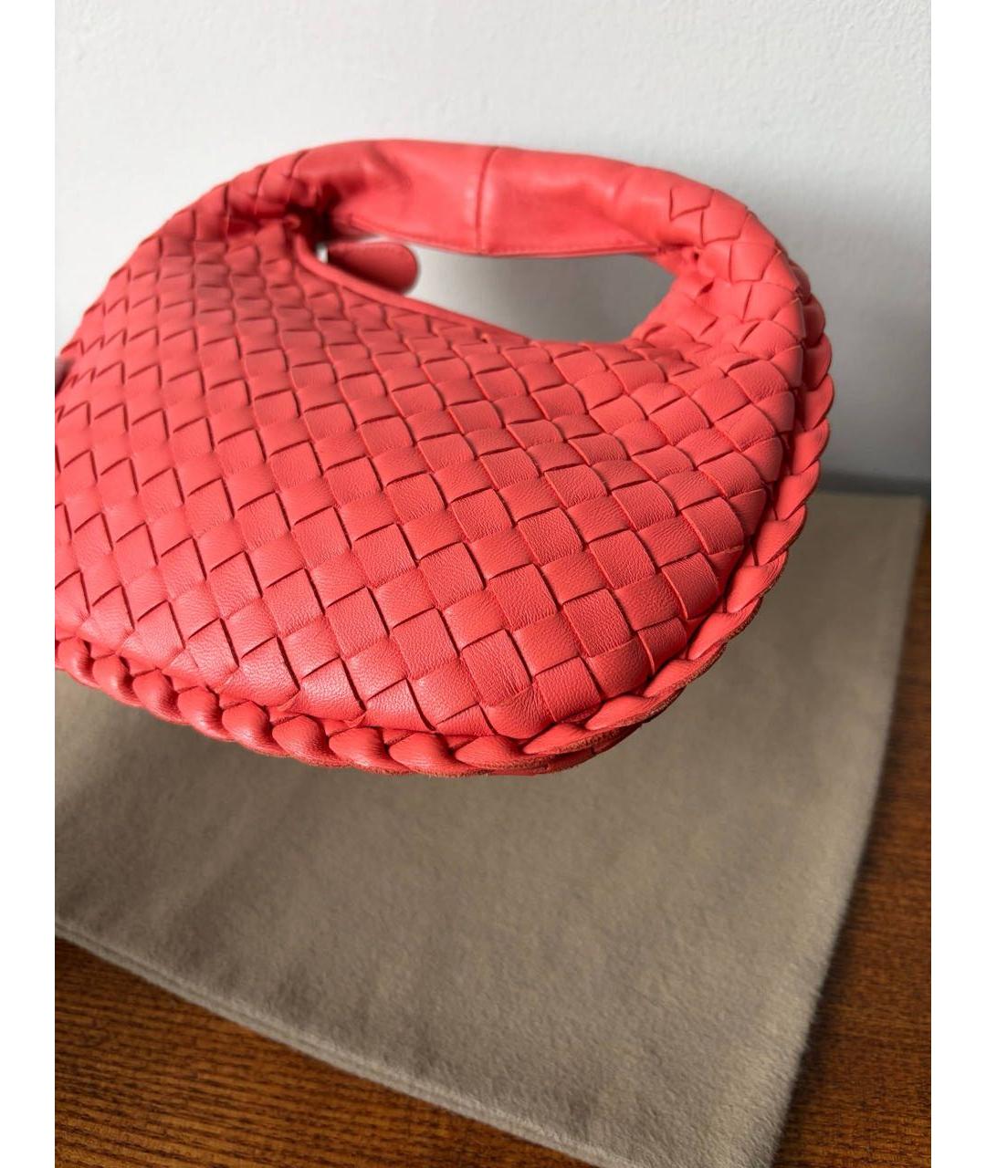 BOTTEGA VENETA Коралловая кожаная сумка с короткими ручками, фото 6
