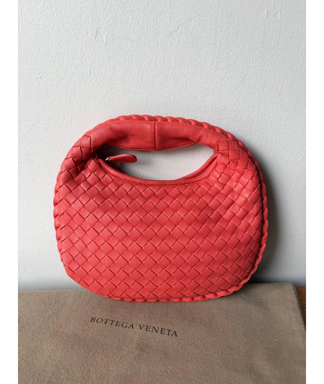 BOTTEGA VENETA Коралловая кожаная сумка с короткими ручками, фото 3