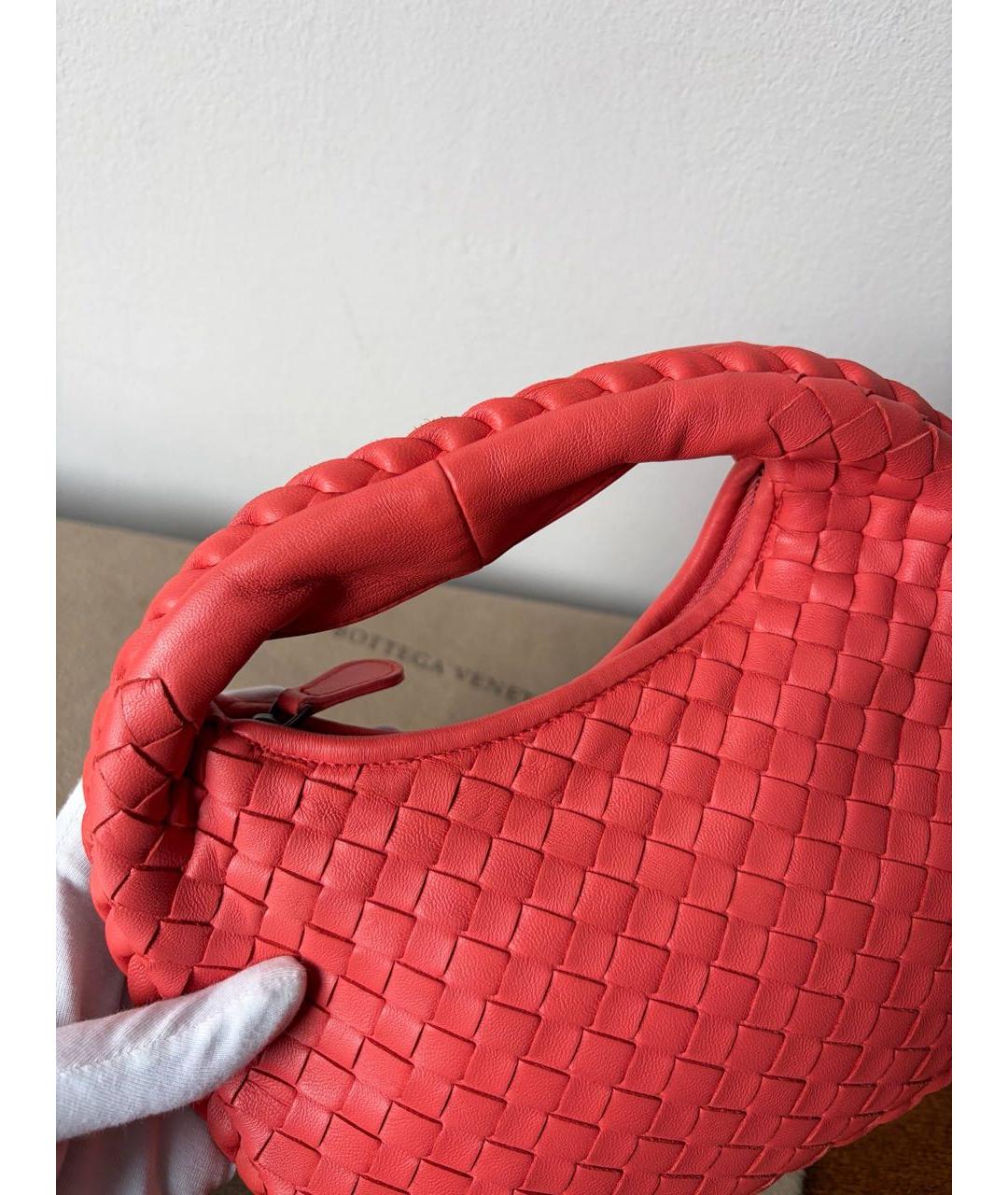 BOTTEGA VENETA Коралловая кожаная сумка с короткими ручками, фото 8