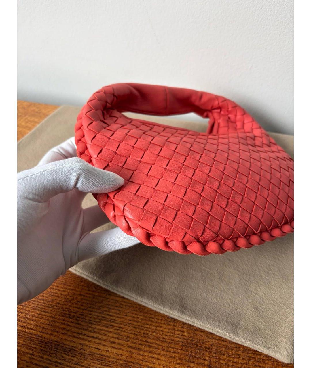 BOTTEGA VENETA Коралловая кожаная сумка с короткими ручками, фото 7