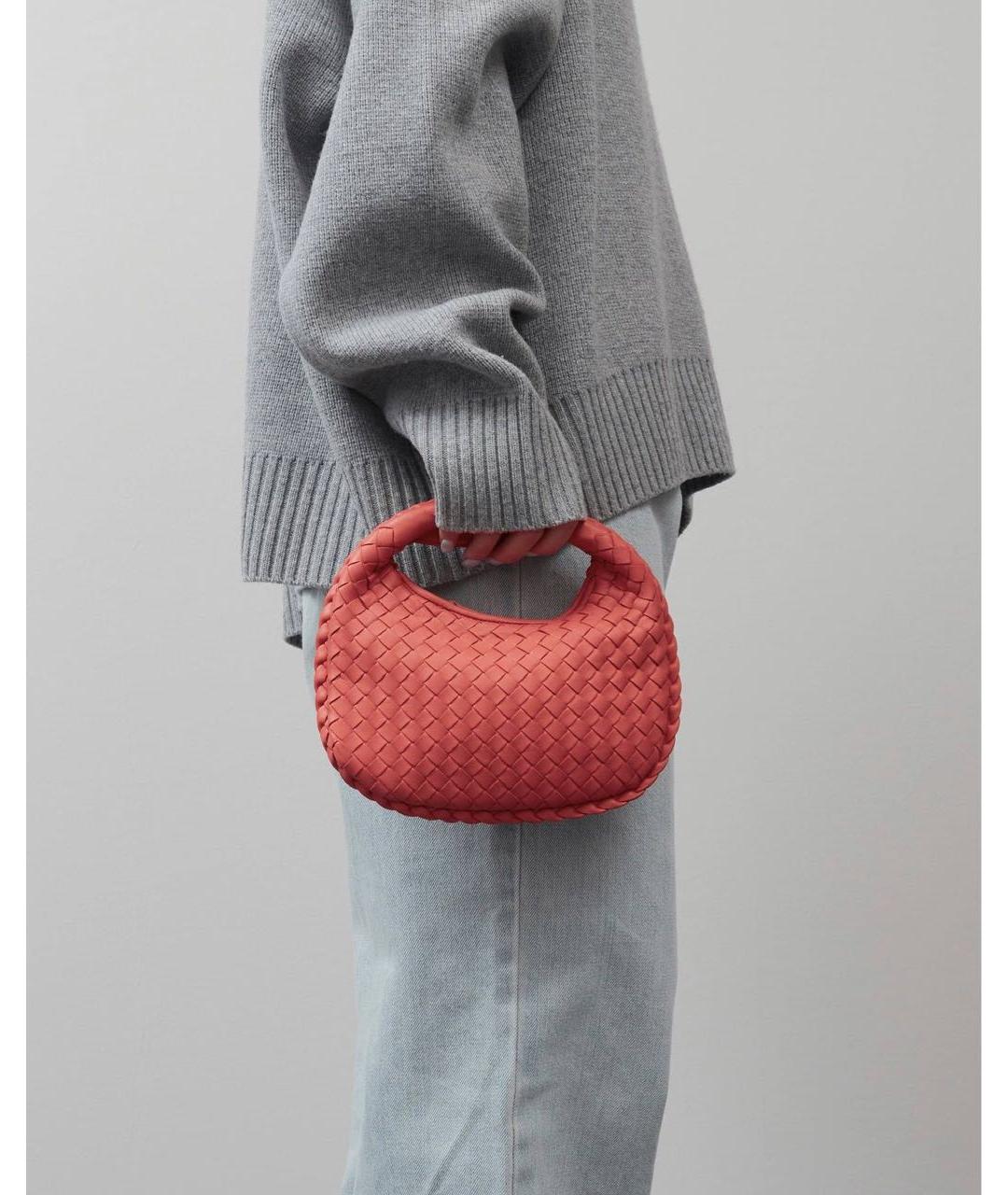 BOTTEGA VENETA Коралловая кожаная сумка с короткими ручками, фото 2