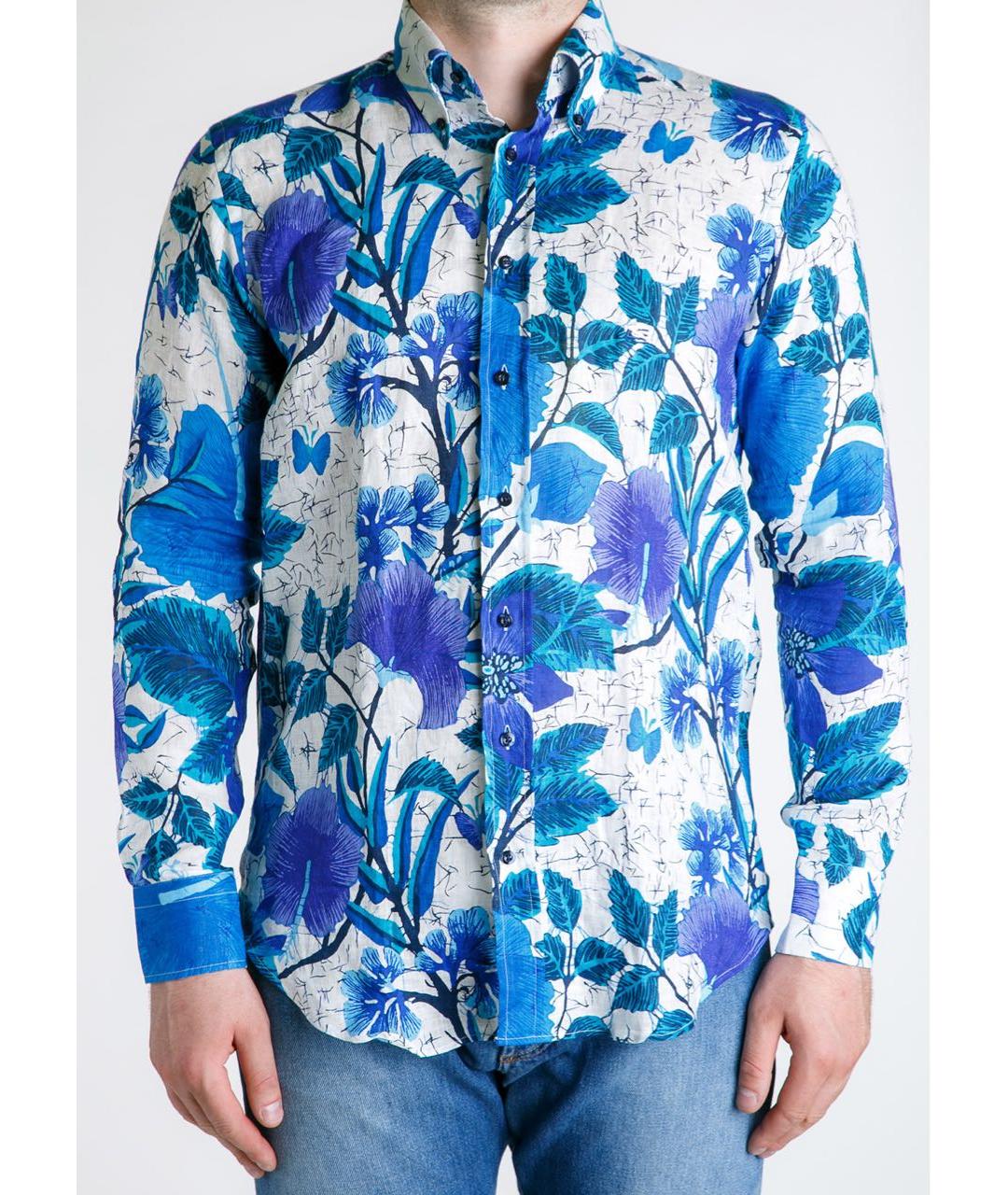 ETRO Синяя льняная кэжуал рубашка, фото 3