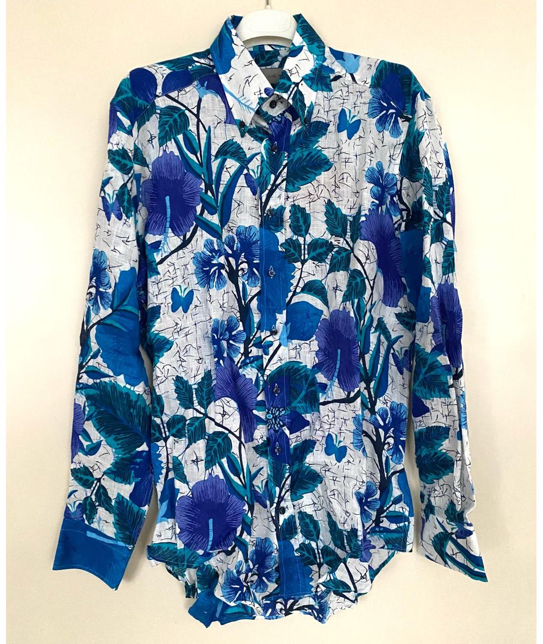 ETRO Синяя льняная кэжуал рубашка, фото 8