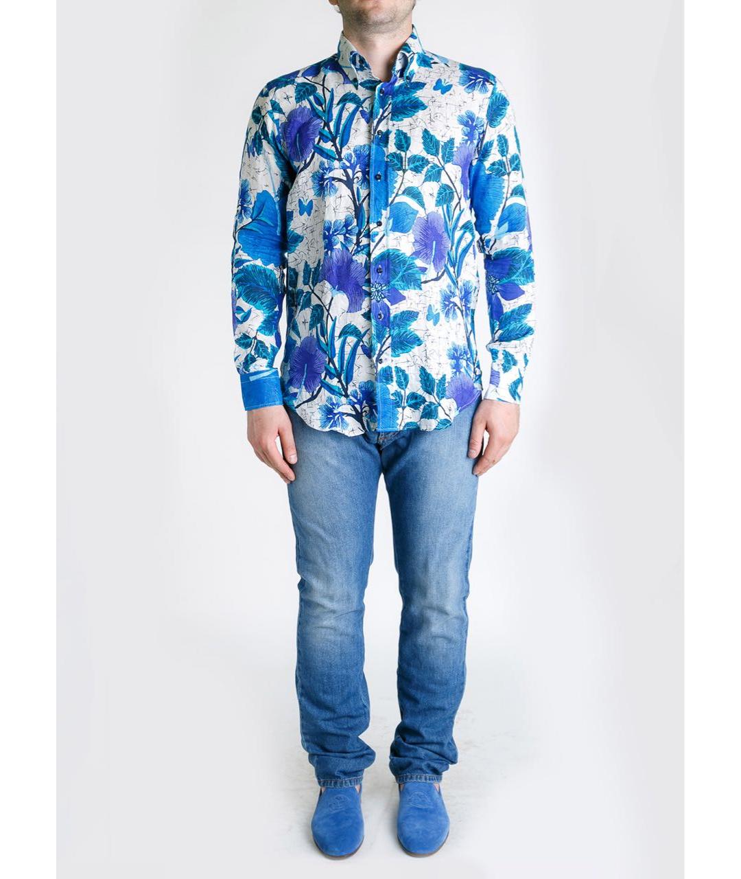 ETRO Синяя льняная кэжуал рубашка, фото 2