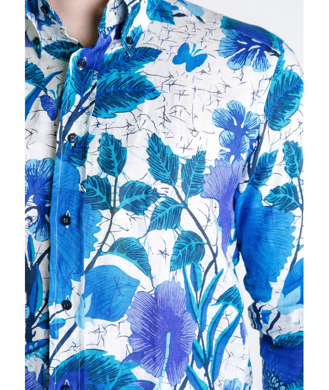 ETRO Синяя льняная кэжуал рубашка, фото 5