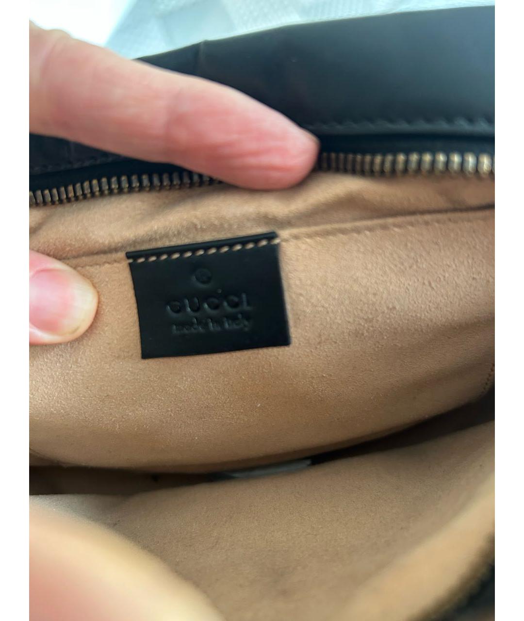 GUCCI Черная кожаная сумка через плечо, фото 4