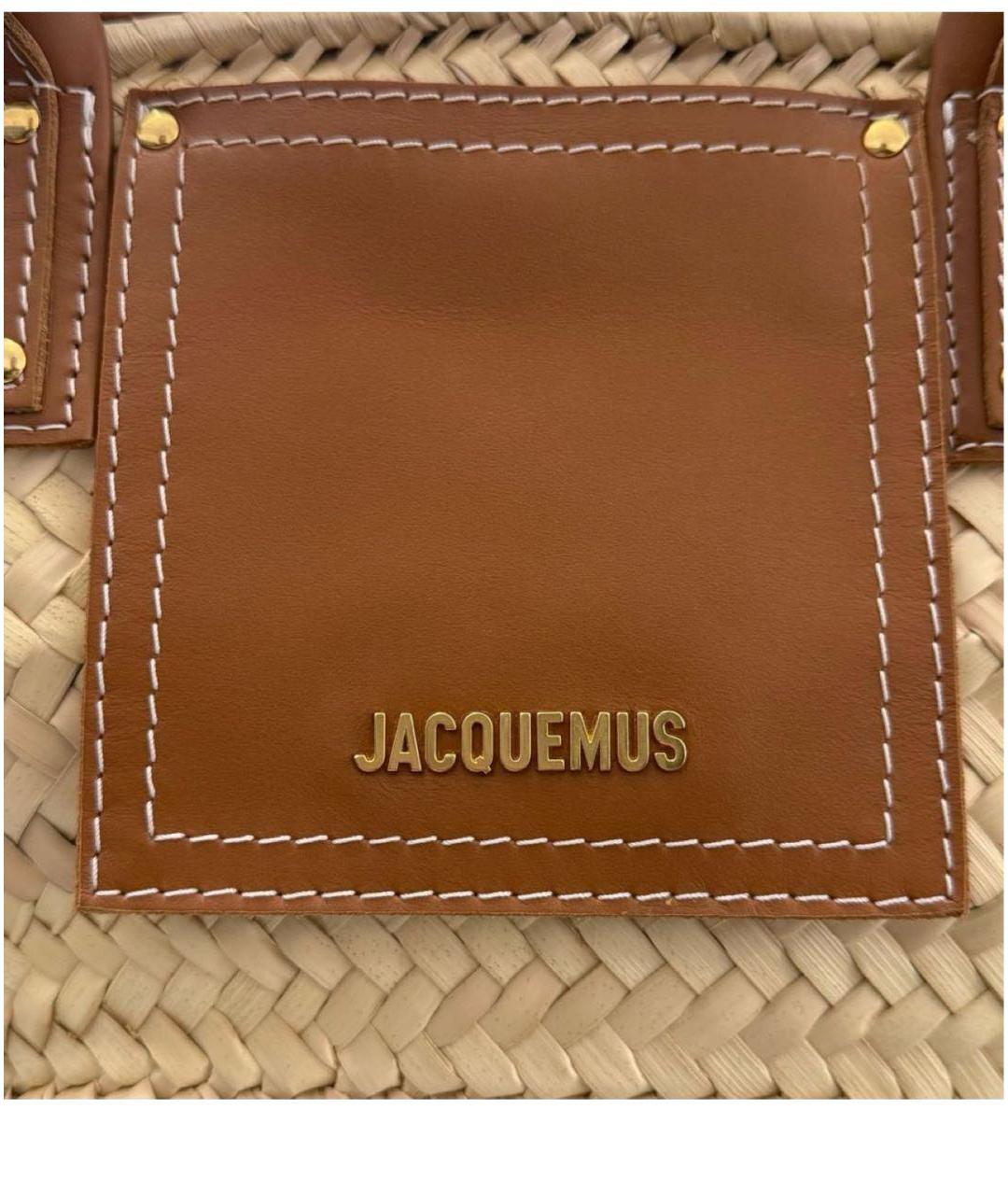 JACQUEMUS Коричневая пелетеная пляжная сумка, фото 2