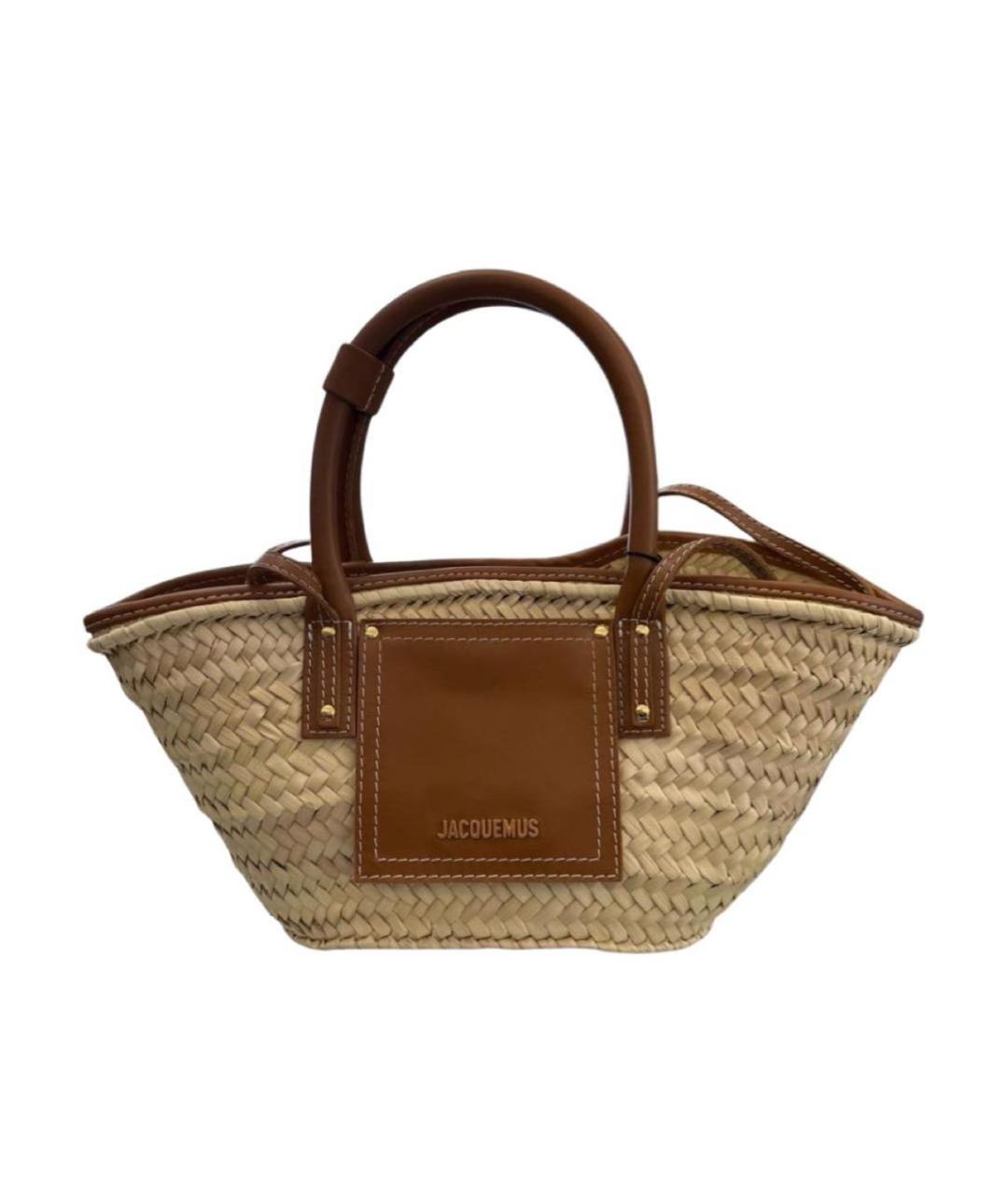 JACQUEMUS Коричневая пелетеная пляжная сумка, фото 6
