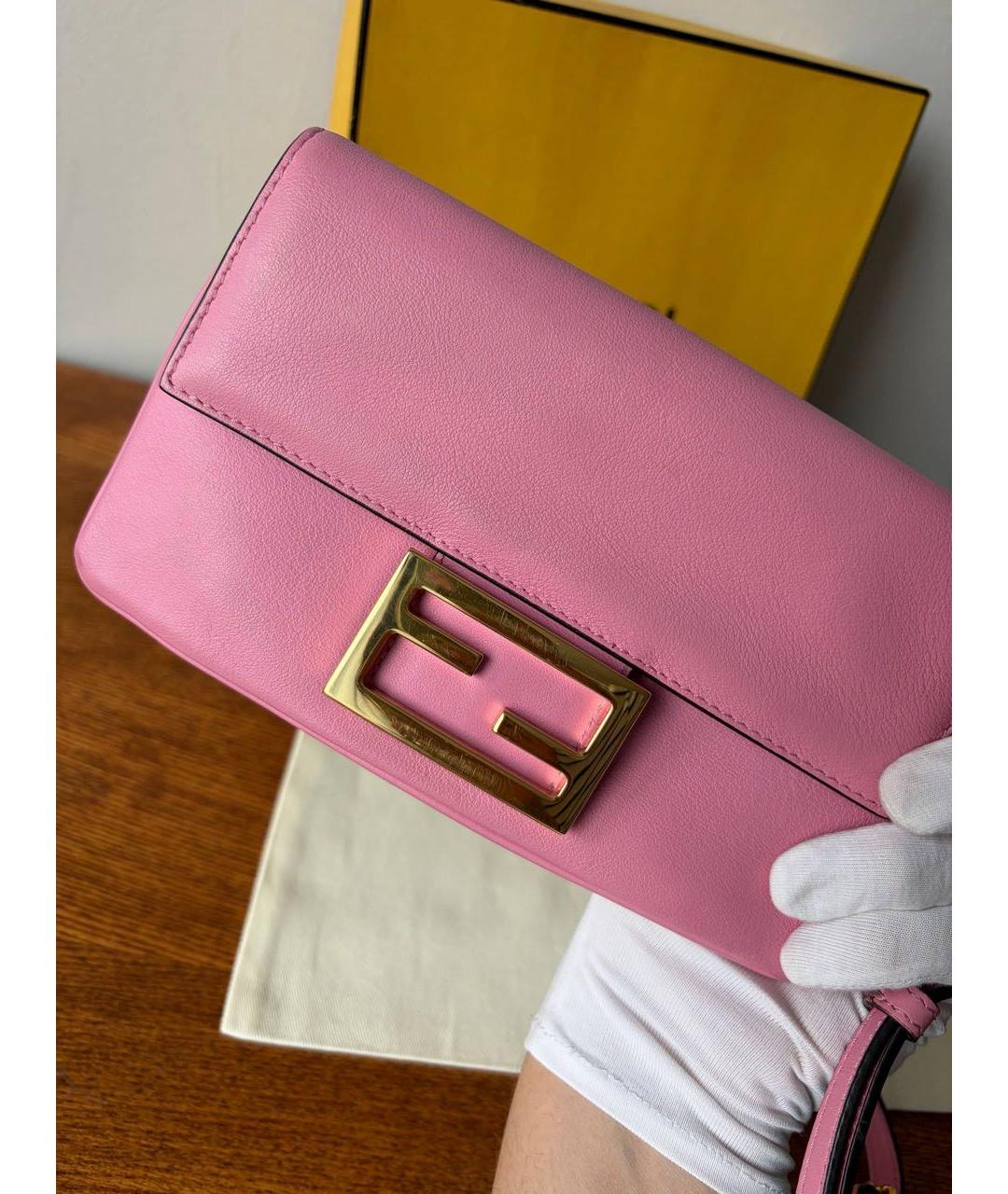 FENDI Розовая кожаная сумка через плечо, фото 3