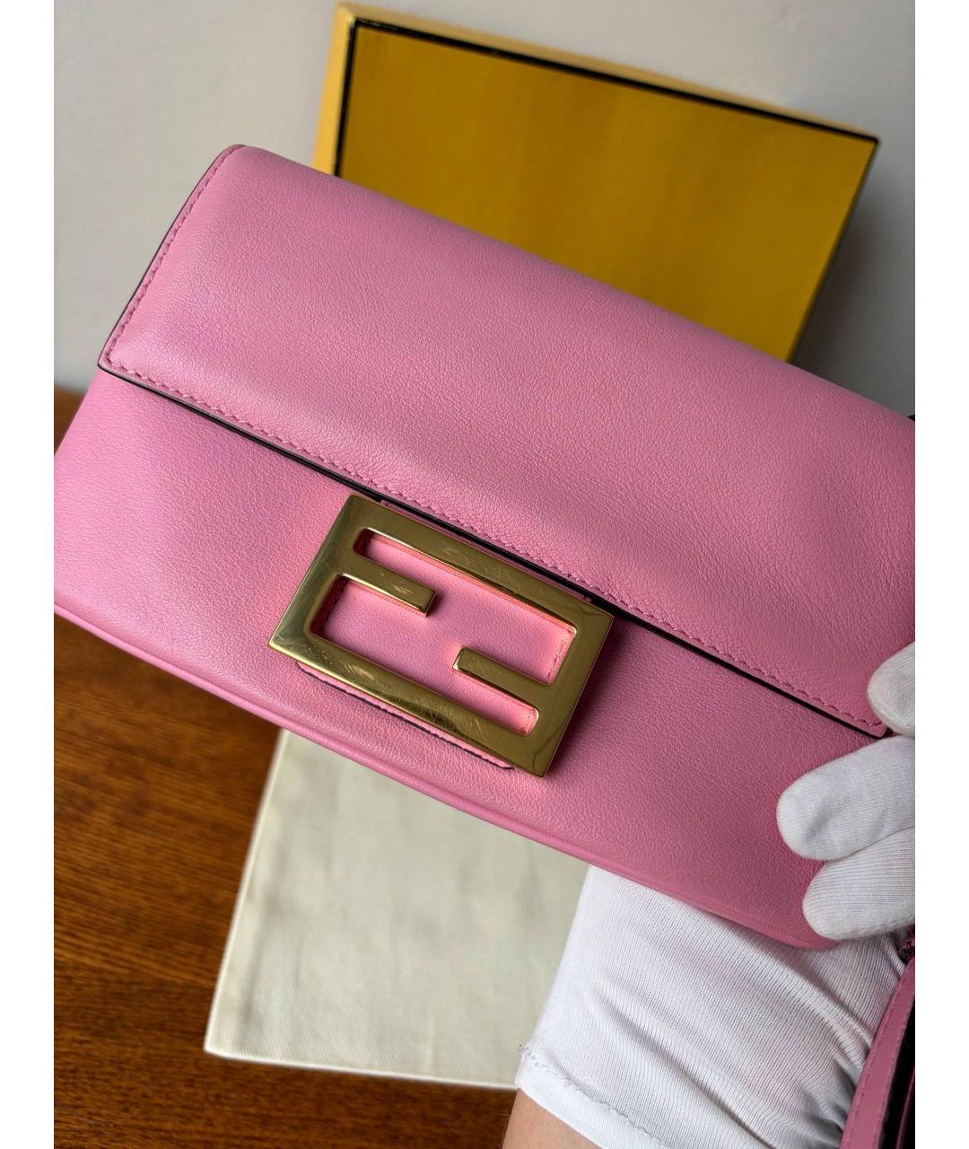 FENDI Розовая кожаная сумка через плечо, фото 4