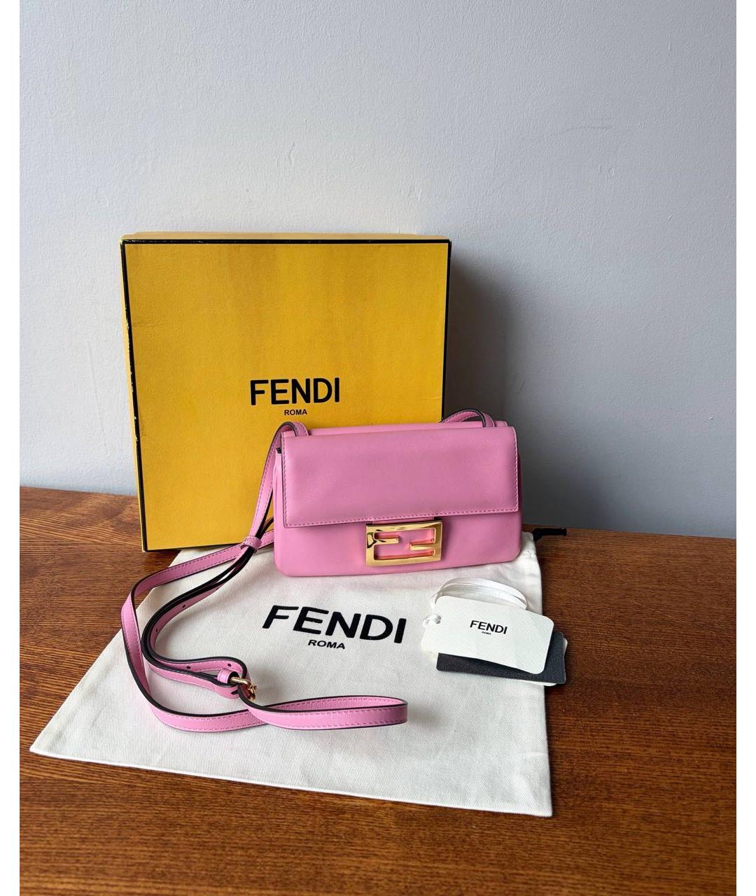 FENDI Розовая кожаная сумка через плечо, фото 9