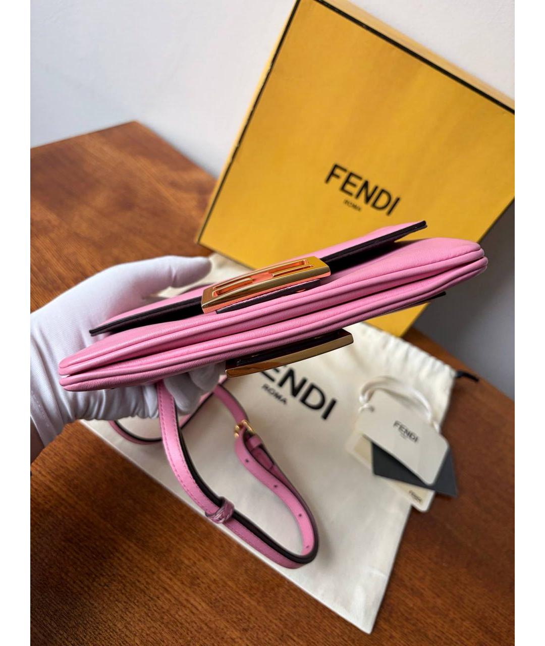 FENDI Розовая кожаная сумка через плечо, фото 6