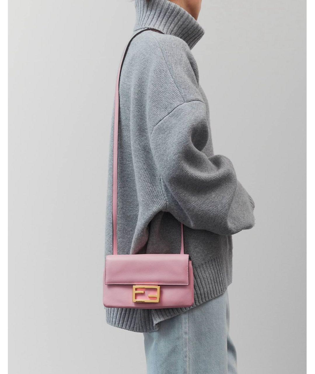 FENDI Розовая кожаная сумка через плечо, фото 2