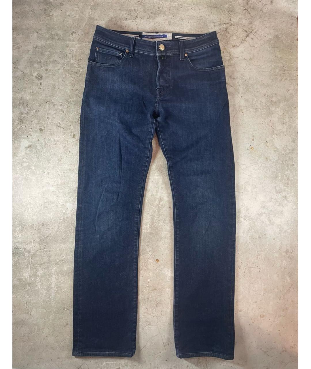 JACOB COHEN Темно-синие хлопковые прямые джинсы, фото 9