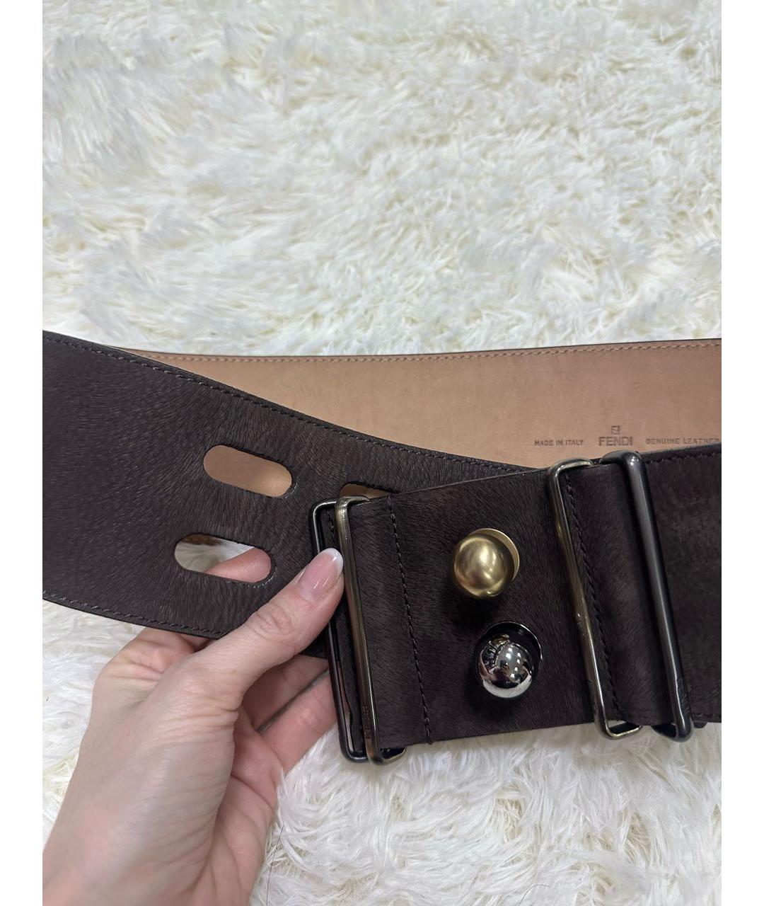FENDI Коричневый замшевый ремень, фото 2