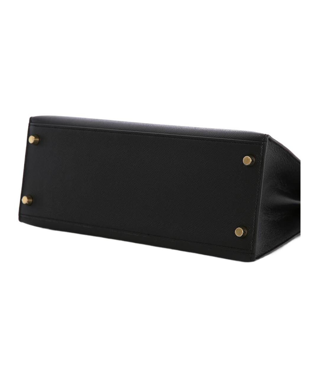 HERMES Черная кожаная сумка с короткими ручками, фото 3