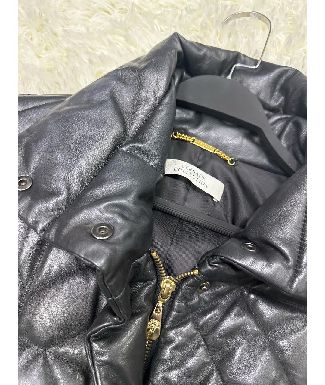 VERSACE COLLECTION Черная кожаная куртка, фото 2
