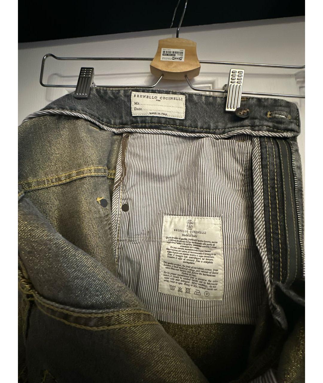 BRUNELLO CUCINELLI Серые хлопковые прямые джинсы, фото 7